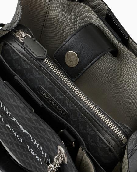 Armani Bolso De Mano Con águila Integral Y Logotipo Milano 1981 Estampado