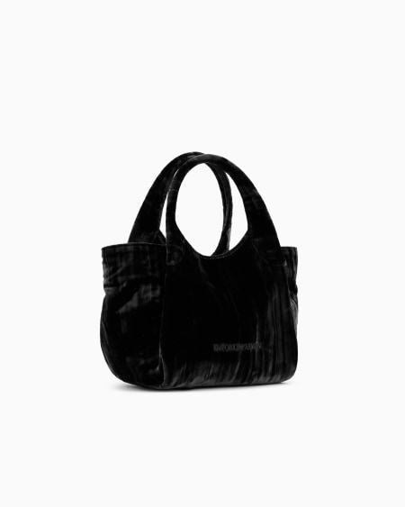 Armani Bolso De Mano De Terciopelo Ondulado Con Bandolera De Cadena