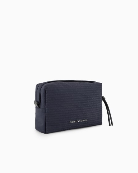 Armani Bolso De Mano En Nailon Con Inscripción Integral De Logotipo En Tejido Jacquard