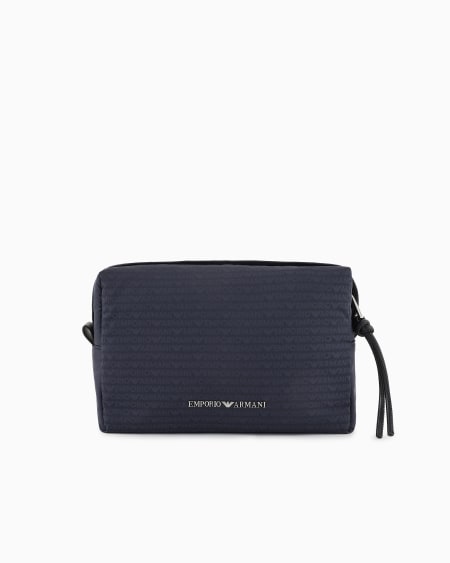 Armani Bolso de mano en nailon con inscripción integral de logotipo en tejido jacquard