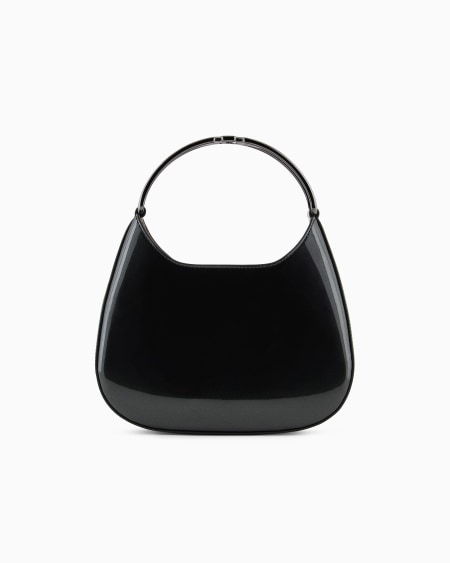 Armani Bolso Hobo Pequeño De Charol Con Asa De Metal Con Logotipo