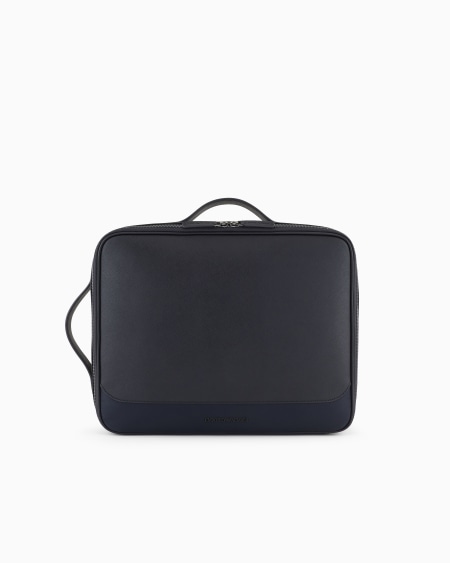 Armani Bolso modelo business con tirantes en piel saffiano regenerada y nailon reciclado ASV