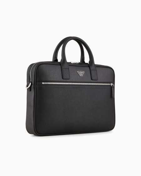 Armani Bolso Modelo Business De Piel Saffiano Regenerada Con Placa De águila ASV