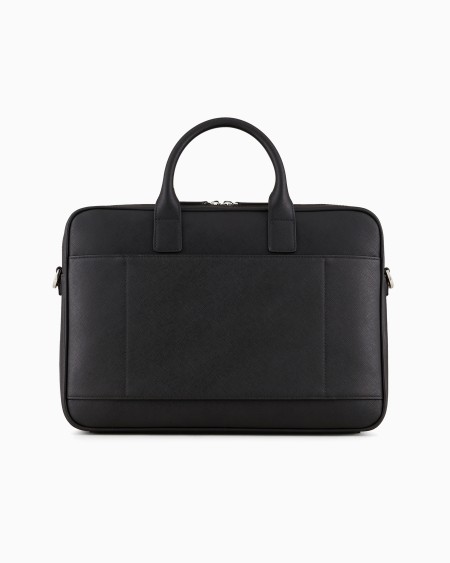 Armani Bolso Modelo Business De Piel Saffiano Regenerada Con Placa De águila ASV