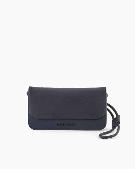 Armani Bolso para dispositivos electrónicos con bandolera en piel saffiano regenerada y nailon reciclado ASV