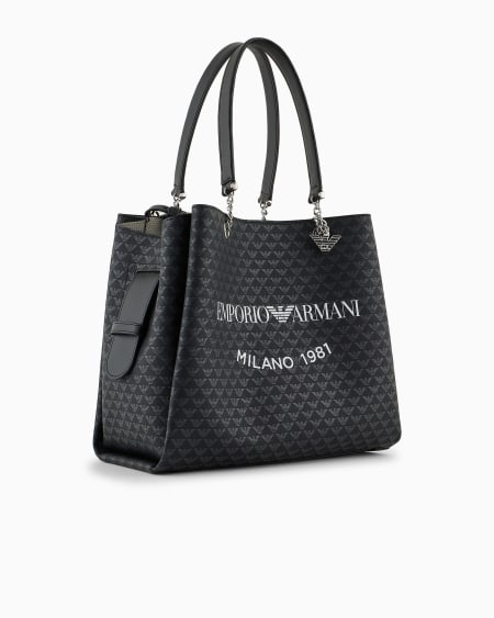 Armani Bolso Shopper Con Motivo Integral De águila Y Colgante De águila