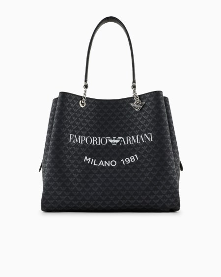 Armani Bolso shopper con motivo integral de águila y colgante de águila