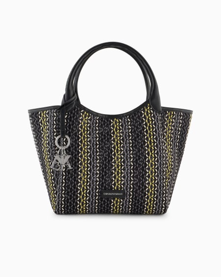 Armani Bolso shopper de esterilla trenzada multicolor