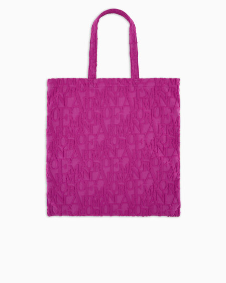 Armani Bolso Shopper De Playa De Tejido Con Logotipo Resaltado Tridimensional