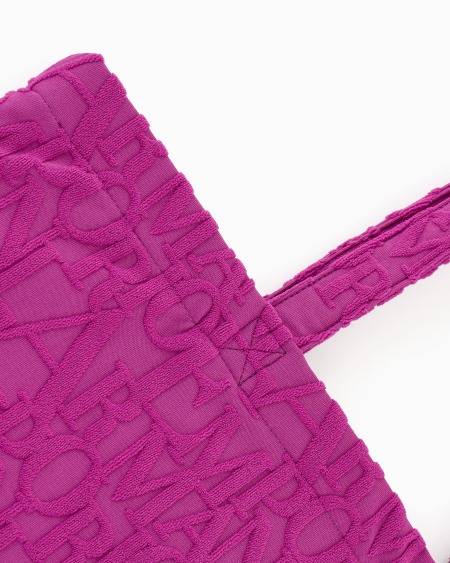 Armani Bolso Shopper De Playa De Tejido Con Logotipo Resaltado Tridimensional