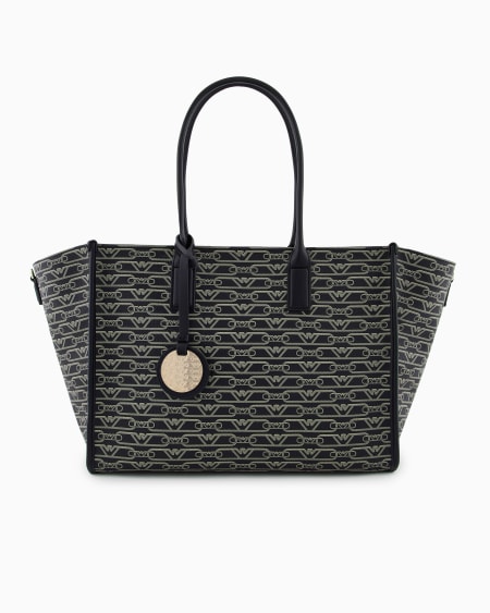 Armani Bolso shopper mediano con estampado integral de monograma