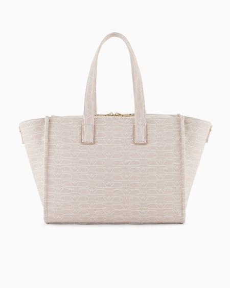 Armani Bolso Shopper Mediano En Lona De Tejido Jacquard Con Monograma Integral