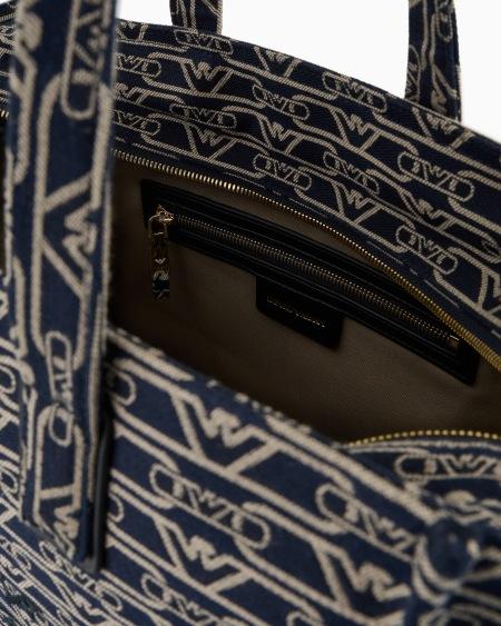 Armani Bolso Shopper Mediano En Lona De Tejido Jacquard Con Monograma Integral