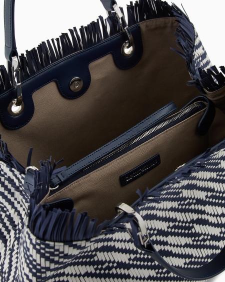 Armani Bolso Shopper MyEA Mediano En Esterilla Trenzada