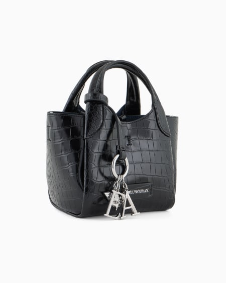 Armani Bolso Shopper Pequeño Con Acabado Estampado De Cocodrilo Y Colgante Con Logotipo