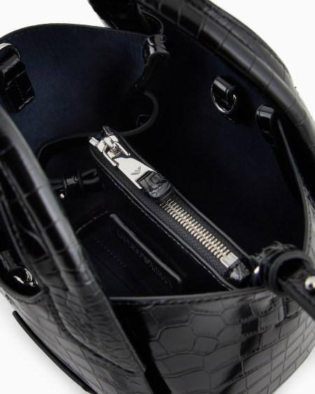 Armani Bolso Shopper Pequeño Con Acabado Estampado De Cocodrilo Y Colgante Con Logotipo