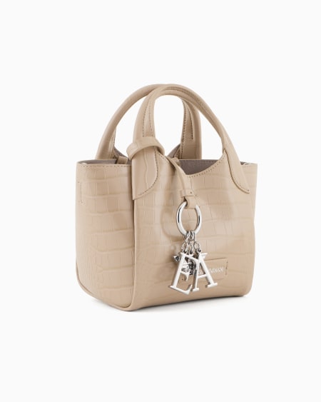 Armani Bolso Shopper Pequeño Con Acabado Estampado De Cocodrilo Y Colgante Con Logotipo