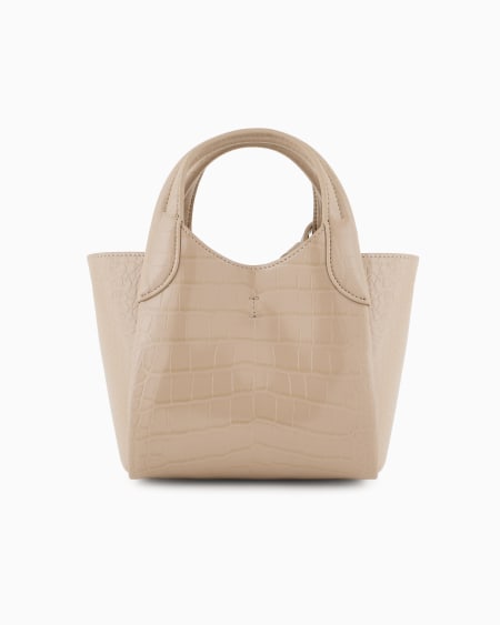 Armani Bolso Shopper Pequeño Con Acabado Estampado De Cocodrilo Y Colgante Con Logotipo