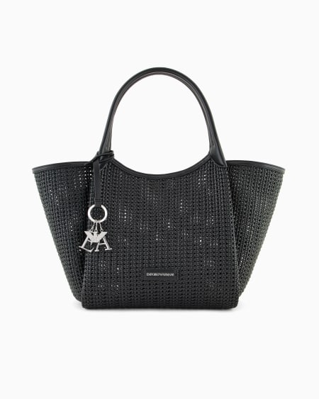 Armani Bolso shopper trenzado con colgante de logotipo