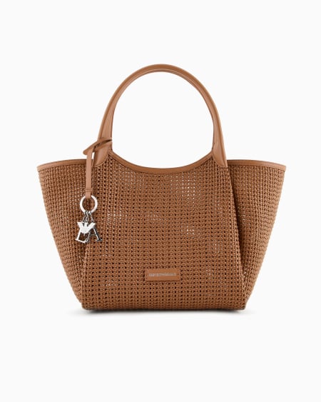 Armani Bolso shopper trenzado con colgante de logotipo