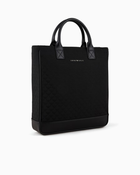 Armani Bolso Tote De Nailon Con Motivo Integral De águila En Tejido Jacquard