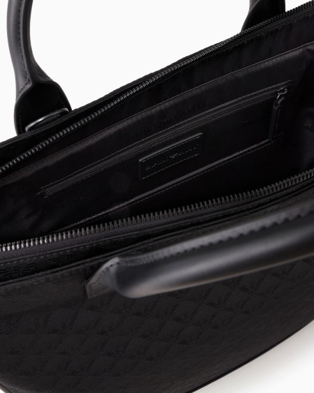 Armani Bolso Tote De Nailon Con Motivo Integral De águila En Tejido Jacquard