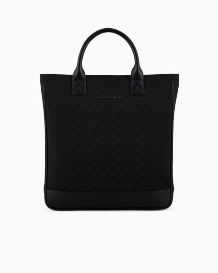 Armani Bolso tote de nailon con motivo integral de águila en tejido jacquard