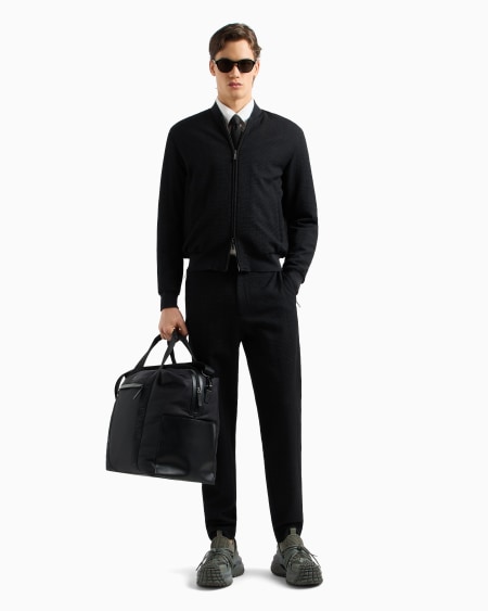 Armani Bomber De Lana Virgen Con Trama Efecto Tridimensional