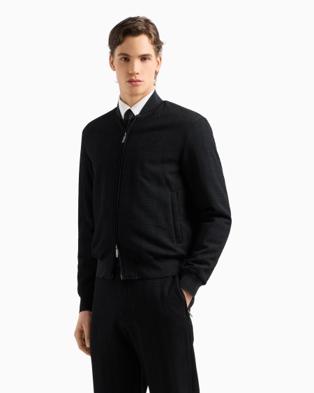 Armani Bomber De Lana Virgen Con Trama Efecto Tridimensional