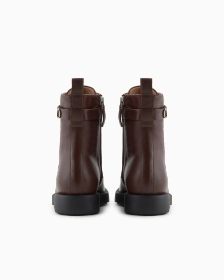 Armani Botín Bajo De Piel Con Cordones Y Correa Con Logotipo Icon