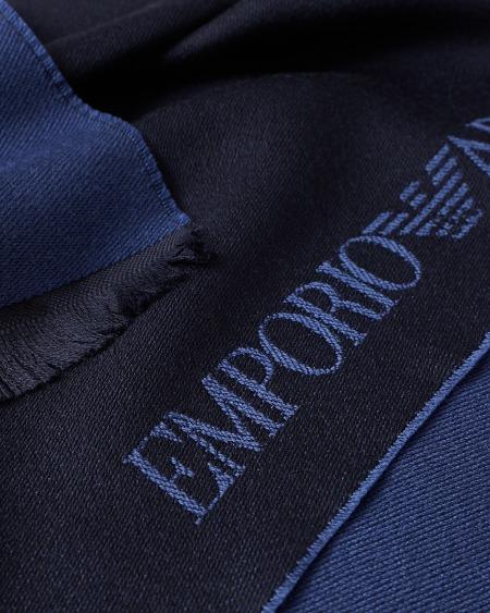 Armani Bufanda De Lana Con Inscripción De Logotipo En Tejido Jacquard