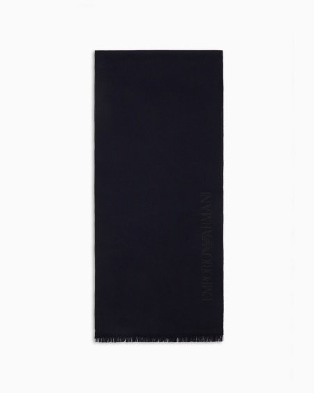 Armani Bufanda de lana con inscripción de logotipo en tejido jacquard