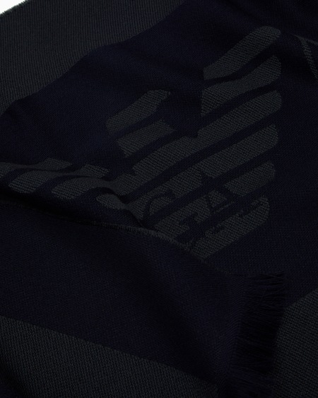 Armani Bufanda De Lana Con Inscripción De Logotipo En Tejido Jacquard