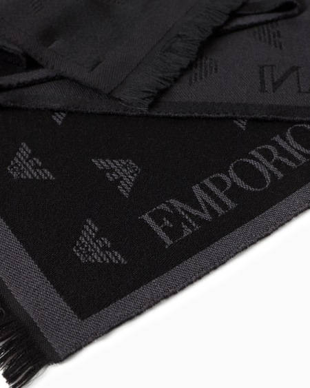 Armani Bufanda De Lana Con Motivo Integral De águila En Tejido Jacquard