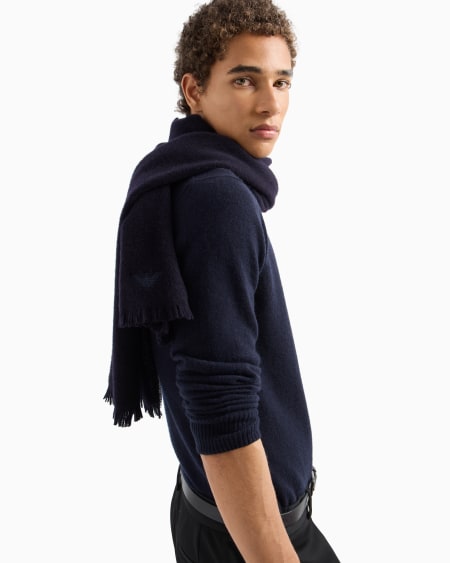 Armani Bufanda De Lana Virgen Con Microbordado De águila