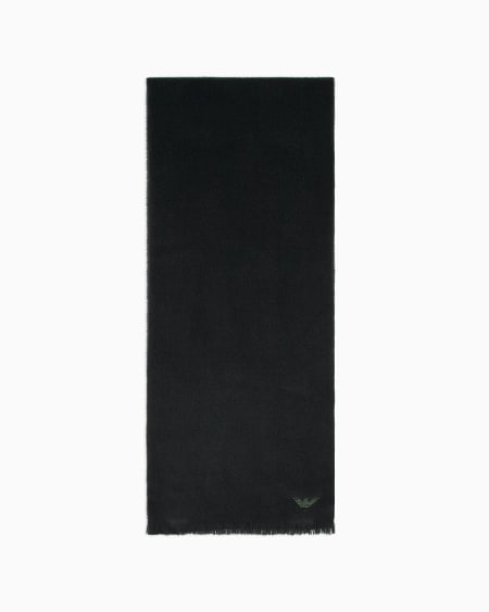 Armani Bufanda de lana virgen con microbordado de águila