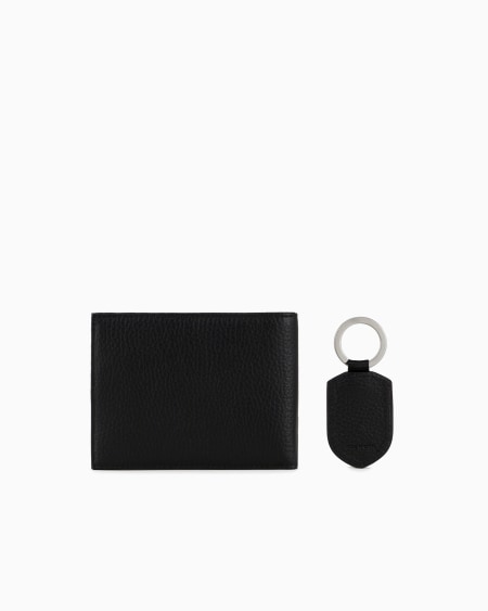 Armani Caja Regalo Con Cartera Y Llavero De Piel Abatanada