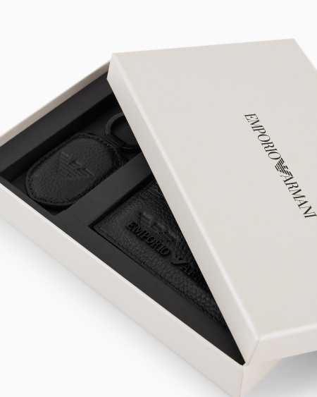 Armani Caja Regalo Con Cartera Y Llavero De Piel Con Motivo Integral De águila En Relieve