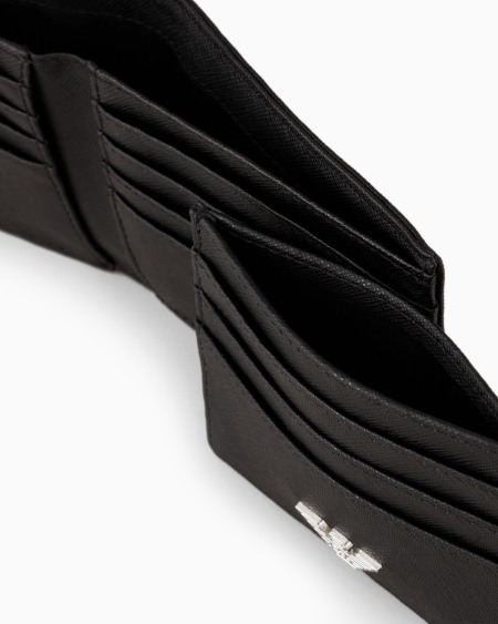 Armani Caja Regalo Con Cartera Y Tarjetero En Piel Saffiano Regenerada Con Placa De águila ASV