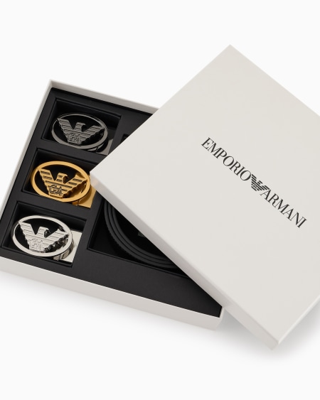 Armani Caja Regalo Con Cinturón De Piel Reversible Y Hebillas Intercambiables