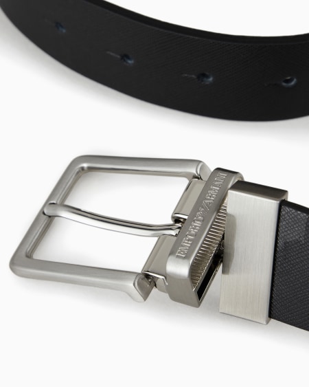 Armani Caja Regalo Con Cinturón Reversible De Piel Saffiano Y Hebilla Intercambiable