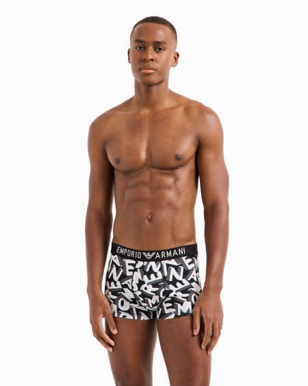 Armani Calzoncillo Bóxer Con Inscripción Integral De Logotipo Resaltada