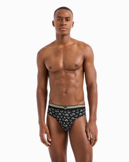 Armani Calzoncillo Slip Con Logotipo Integral De águila Resaltado