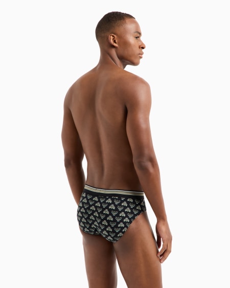 Armani Calzoncillo Slip Con Logotipo Integral De águila Resaltado