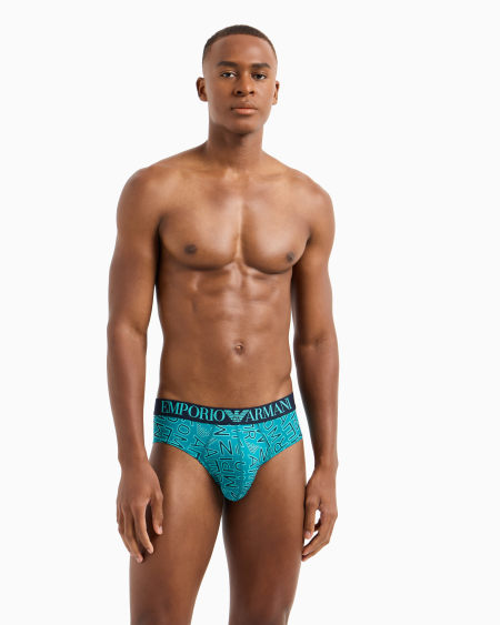 Armani Calzoncillo Slip De Microfibra Reciclada Con Estampado Integral ASV