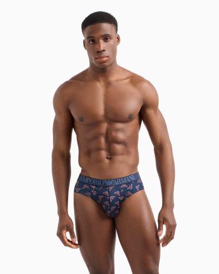 Armani Calzoncillo Slip De Microfibra Reciclada Con Estampado Integral ASV