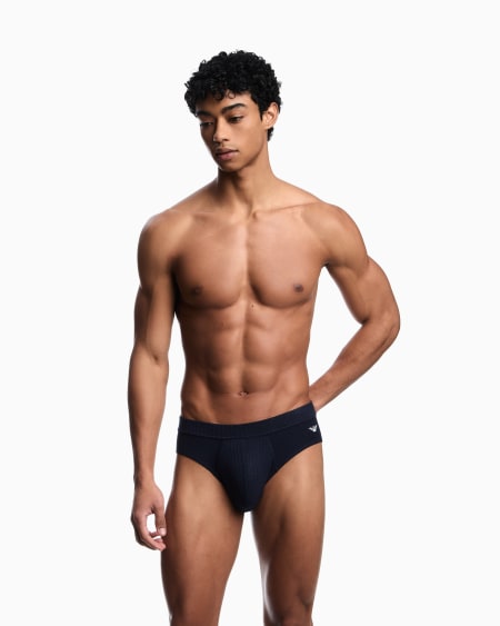 Armani Calzoncillo Slip De Viscosa Acanalada Con Logotipo De águila