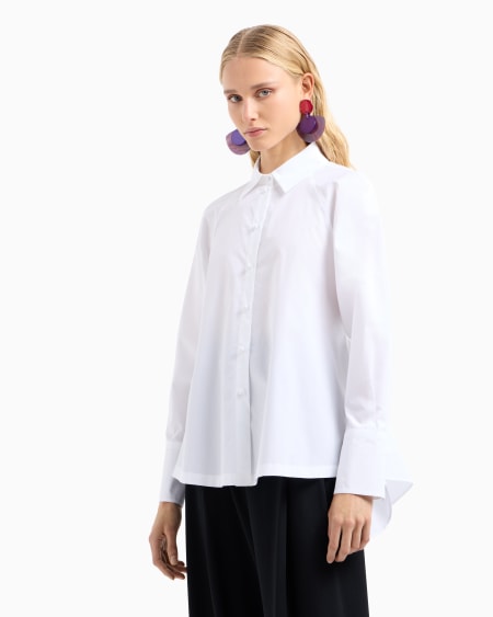 Armani Camisa Con Bajo Asimétrico Y Cotilla Elástica De Popelina