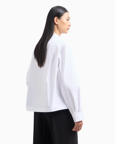 Armani Camisa Con Bajo Contorneado De Algodón Cepillado