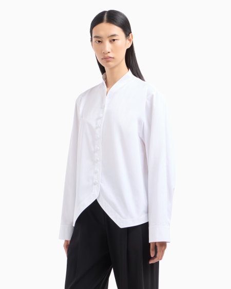 Armani Camisa Con Bajo Contorneado De Algodón Cepillado